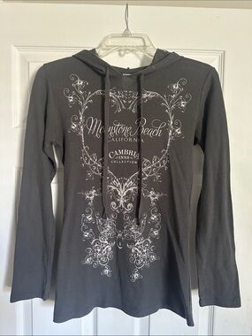 Moonstone Beach Graphic Hooded Long-Sleeve Top - Gray